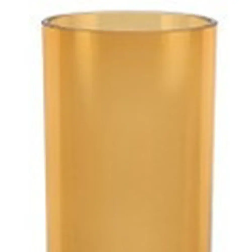 Amber Mouth Blown Bubble Glass Thick Walled Cylinder Vase - Image 5