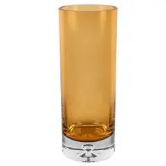 Amber Mouth Blown Bubble Glass Thick Walled Cylinder Vase - Image 6