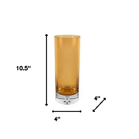 Amber Mouth Blown Bubble Glass Thick Walled Cylinder Vase - Image 8