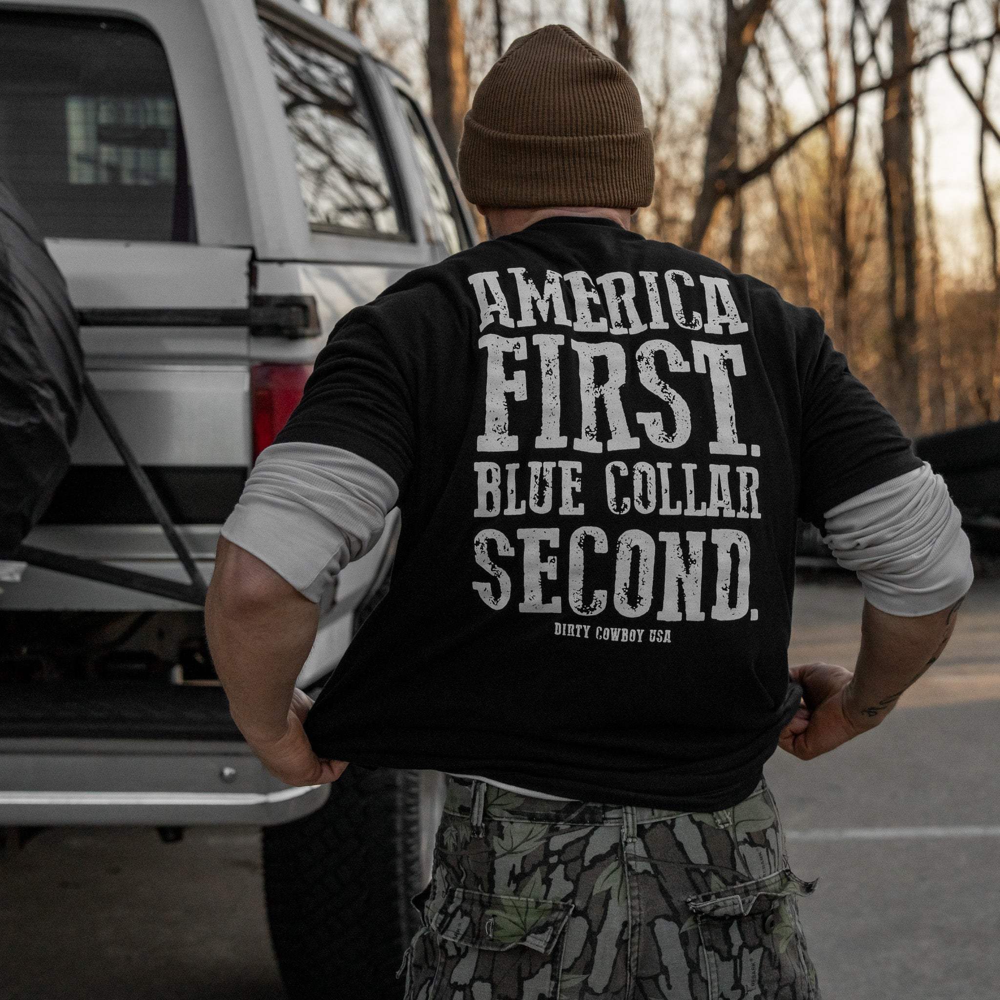 America First Blue Collar Second Men's T-Shirt - Image 7