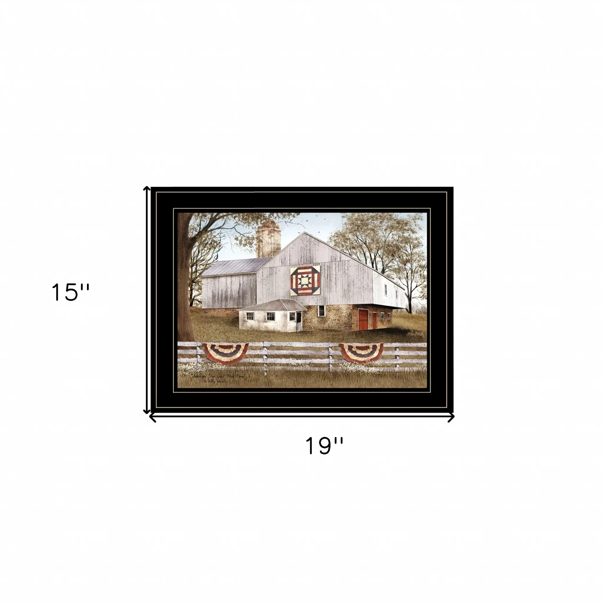 American Star Quilt Block Barn 2 Black Framed Print Wall Art - Image 5