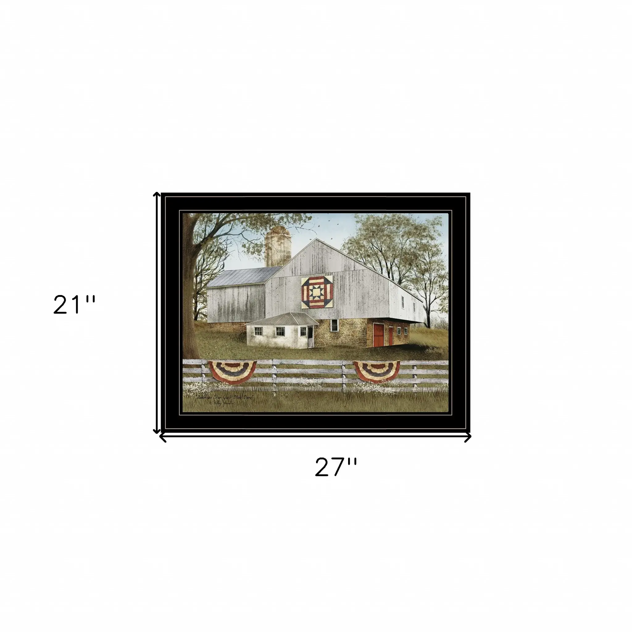 American Star Quilt Block Barn 4 Black Framed Print Wall Art - Image 5