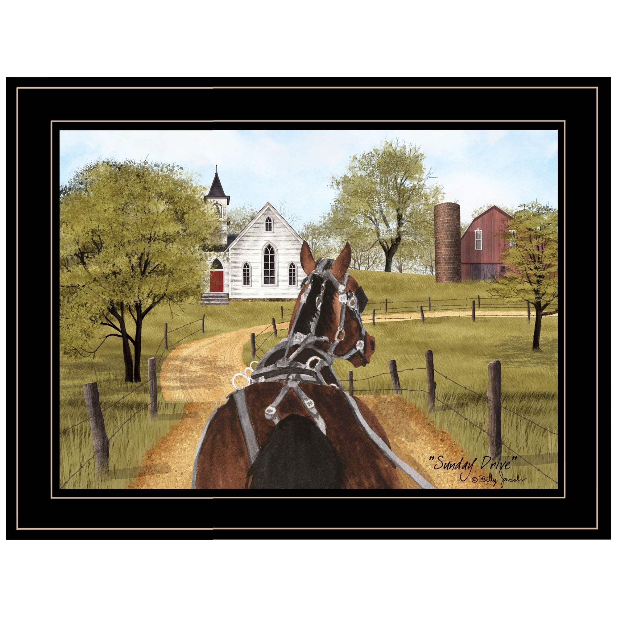 Amish on Sunday Drive 2 Black Framed Print Wall Art - Image 2