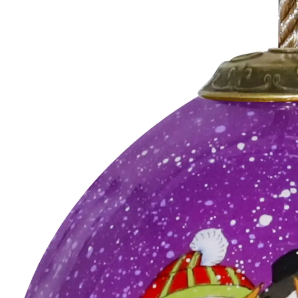 Amore Snowmen Hand Painted Mouth Blown Glass Ornament - Image 3