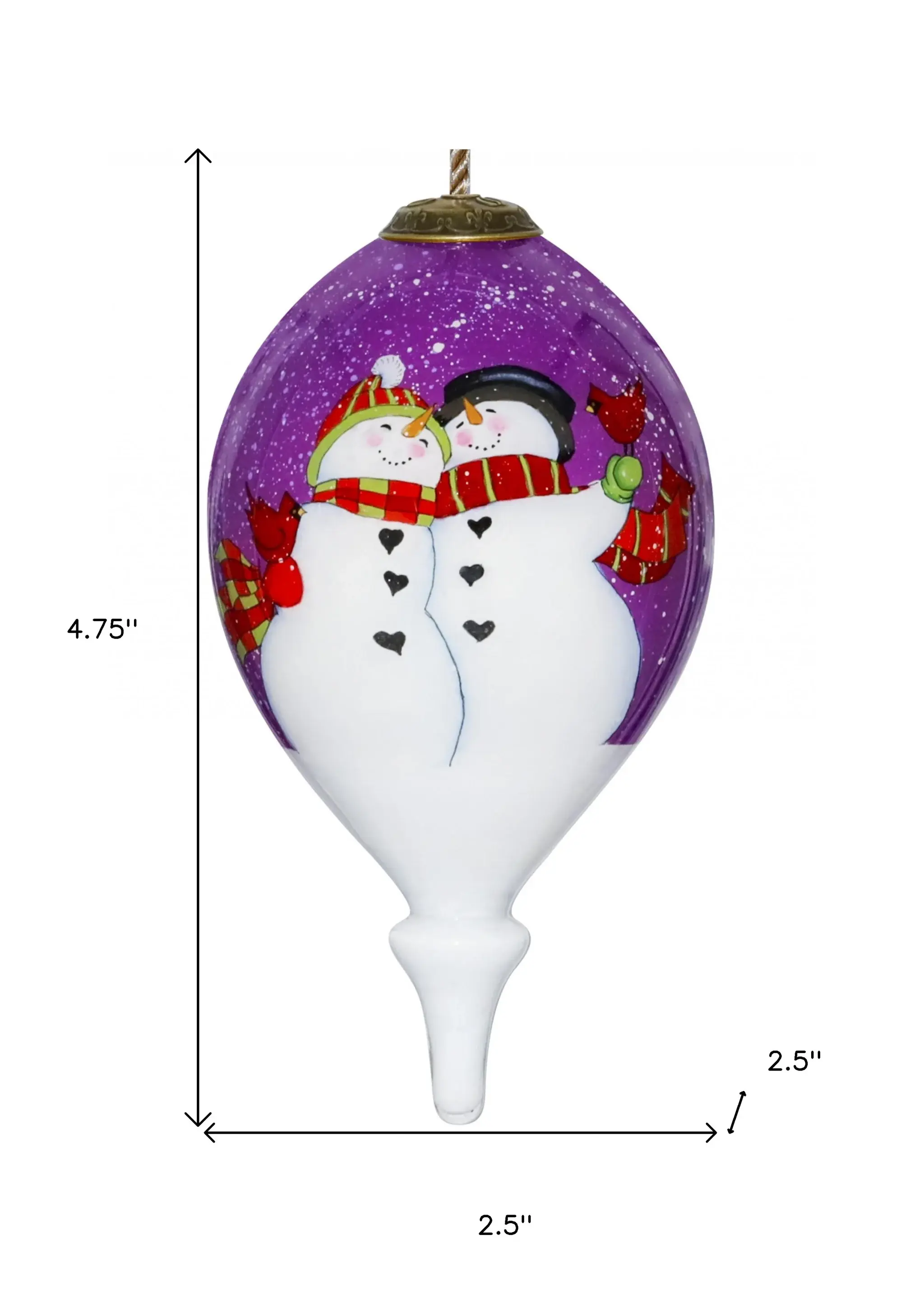 Amore Snowmen Hand Painted Mouth Blown Glass Ornament - Image 5