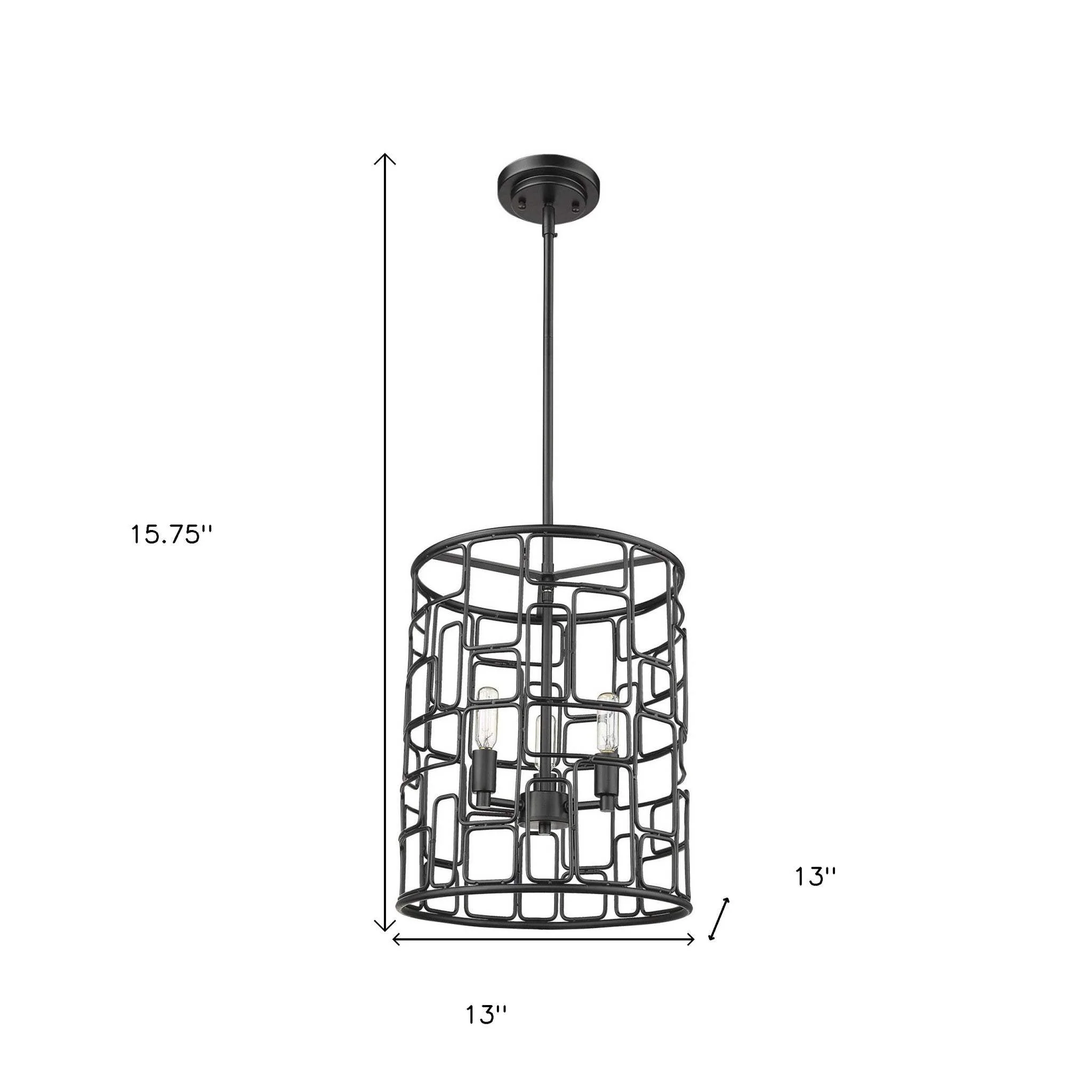 Amoret 3-Light Matte Black Convertible Pendant - Image 7