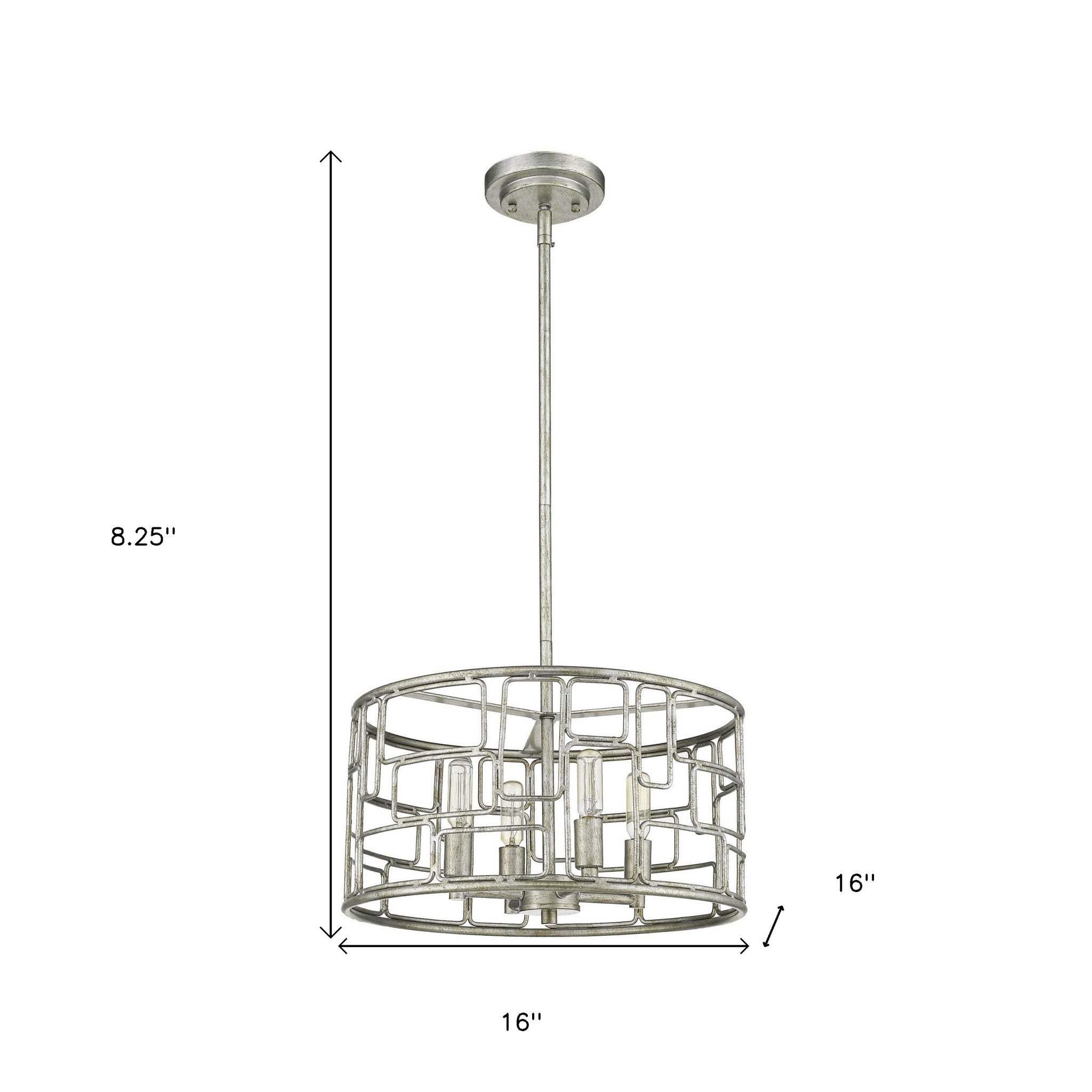Amoret 4-Light Antique Silver Convertible Pendant - Image 8