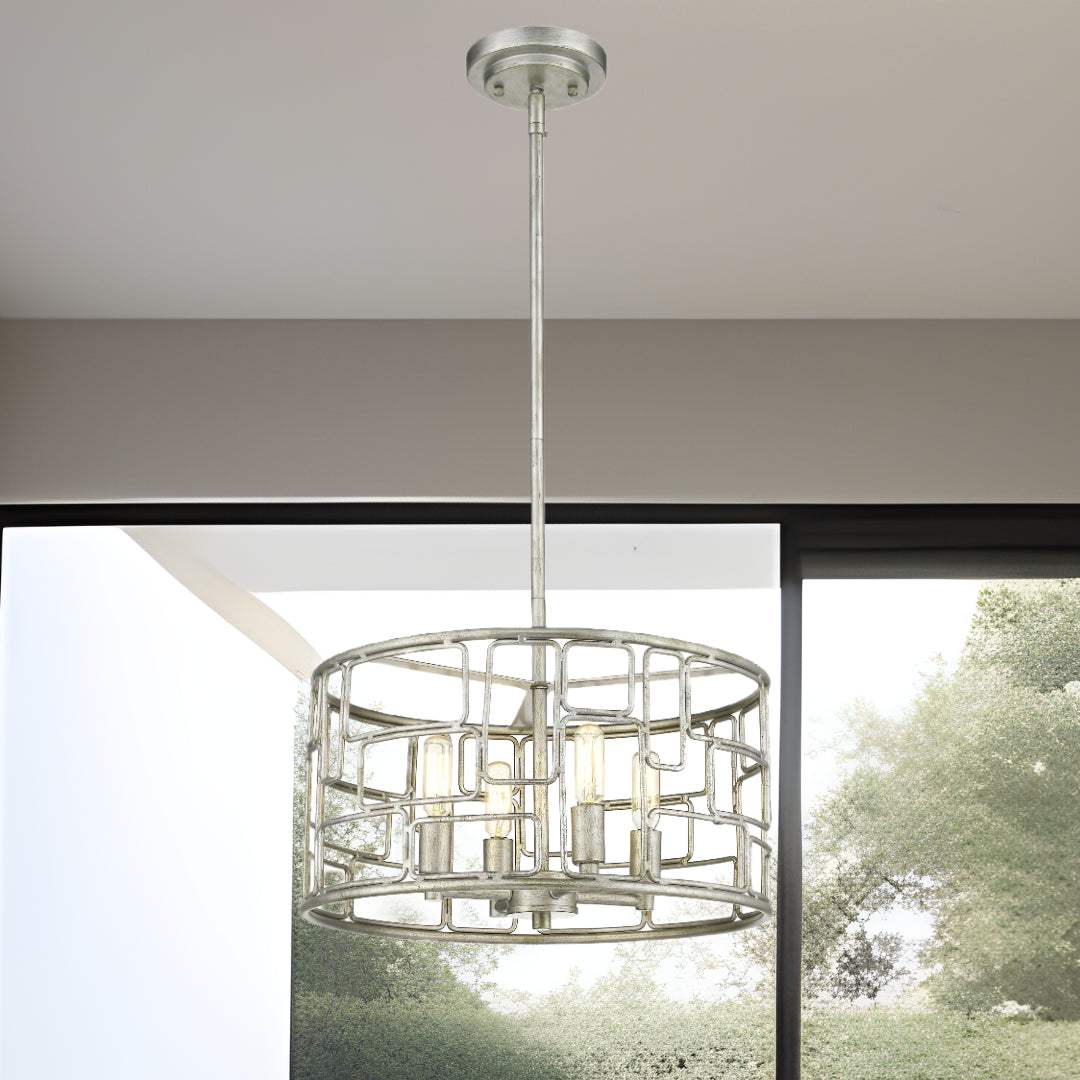 Amoret 4-Light Antique Silver Convertible Pendant - Image 9