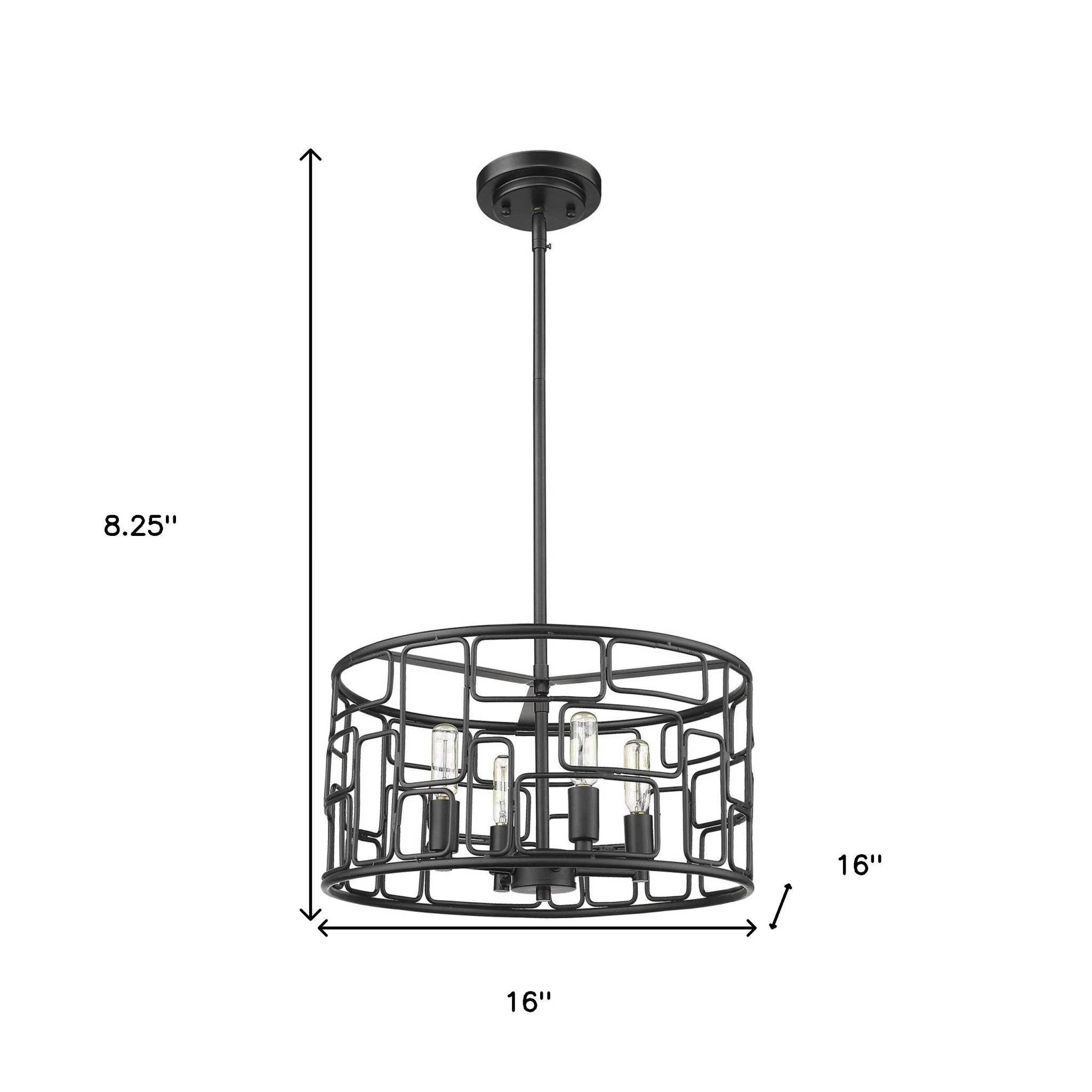 Amoret 4-Light Matte Black Convertible Pendant - Image 9