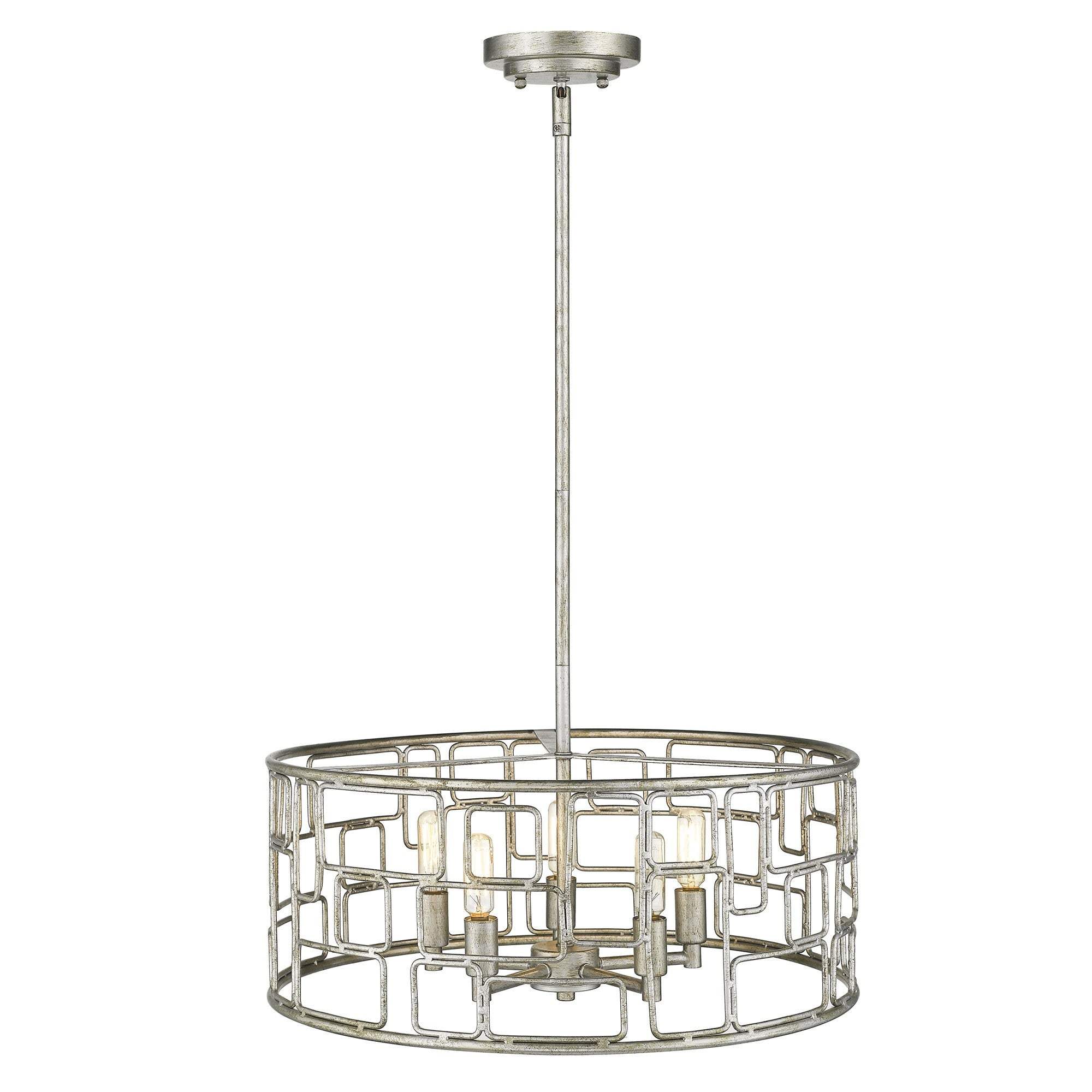 Amoret 5-Light Antique Silver Convertible Pendant - Image 3