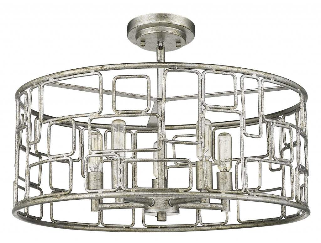 Amoret 5-Light Antique Silver Convertible Pendant - Image 4