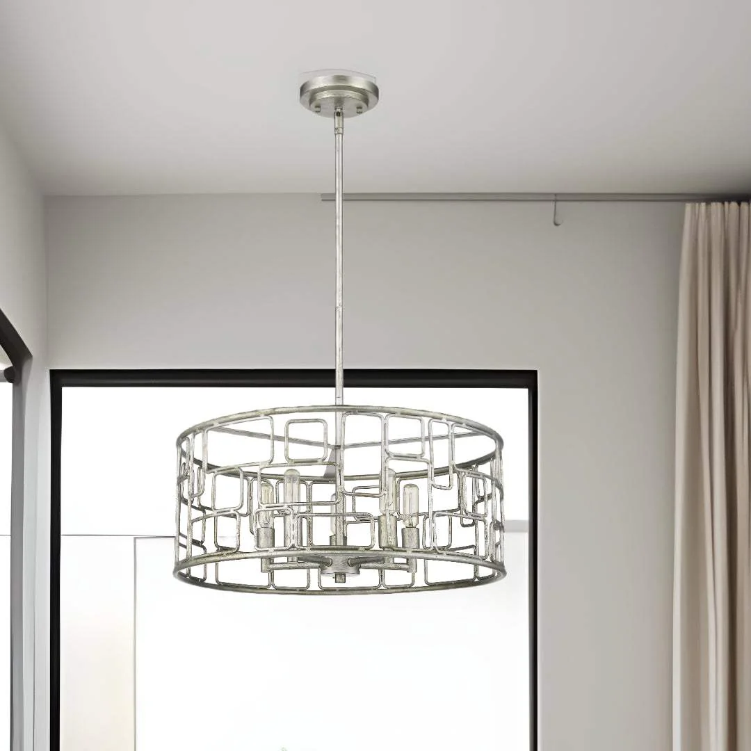 Amoret 5-Light Antique Silver Convertible Pendant - Image 9