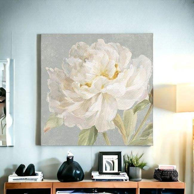 Angelic White Peony Flower Unframed Print Wall Art - Image 2