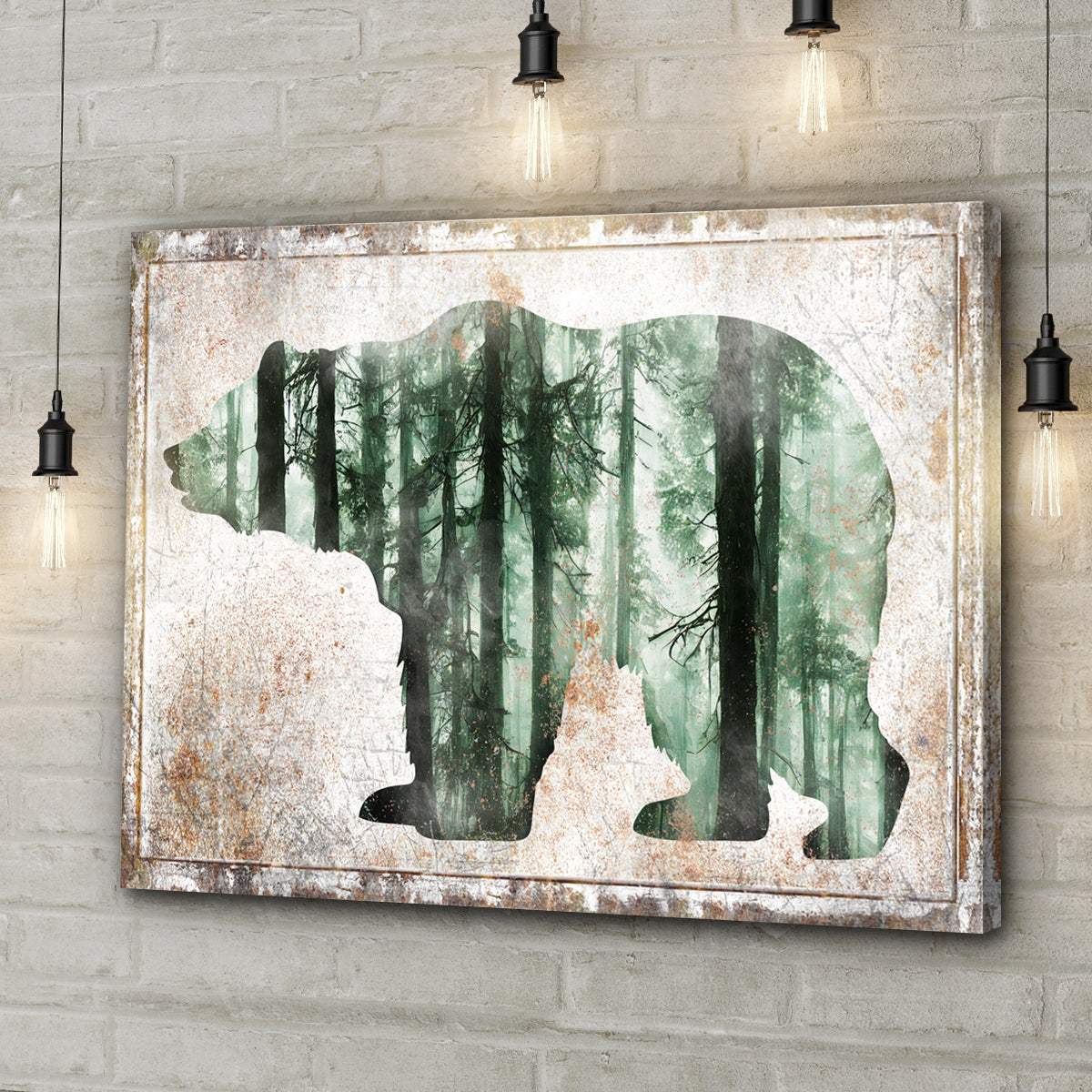 Animals Forest Bear Birch Canvas Wall Art - Image 3