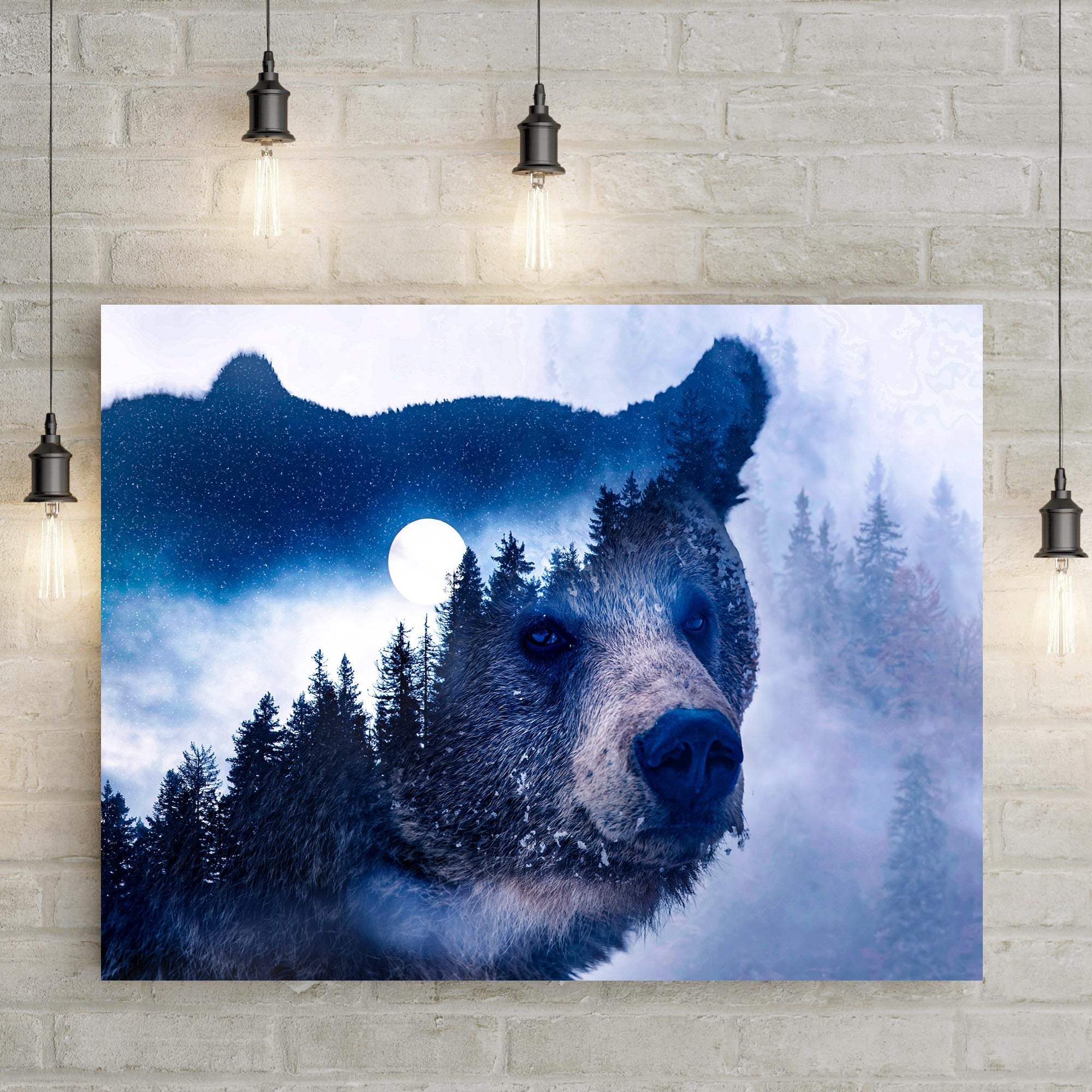 Animals Forest Bear Illustration Canvas Wall Art II - Image 2
