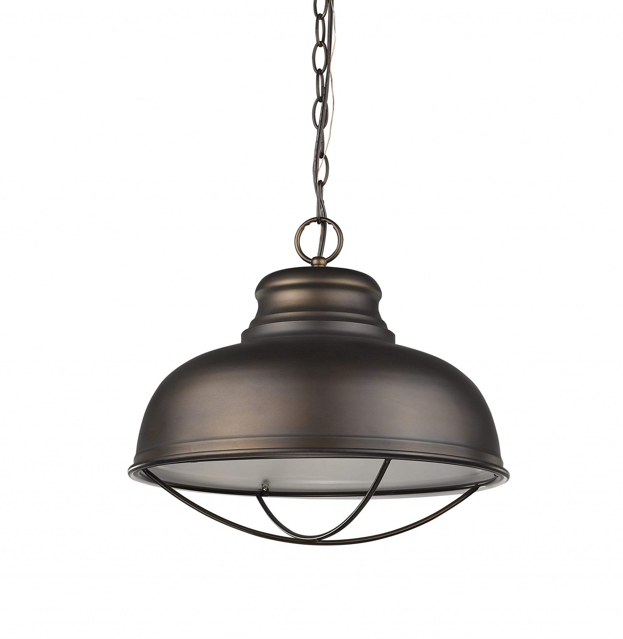 Ansen 1-Light Oil-Rubbed Bronze Pendant With Gloss White Interior Shade - Image 3