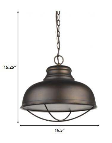 Ansen 1-Light Oil-Rubbed Bronze Pendant With Gloss White Interior Shade - Image 6