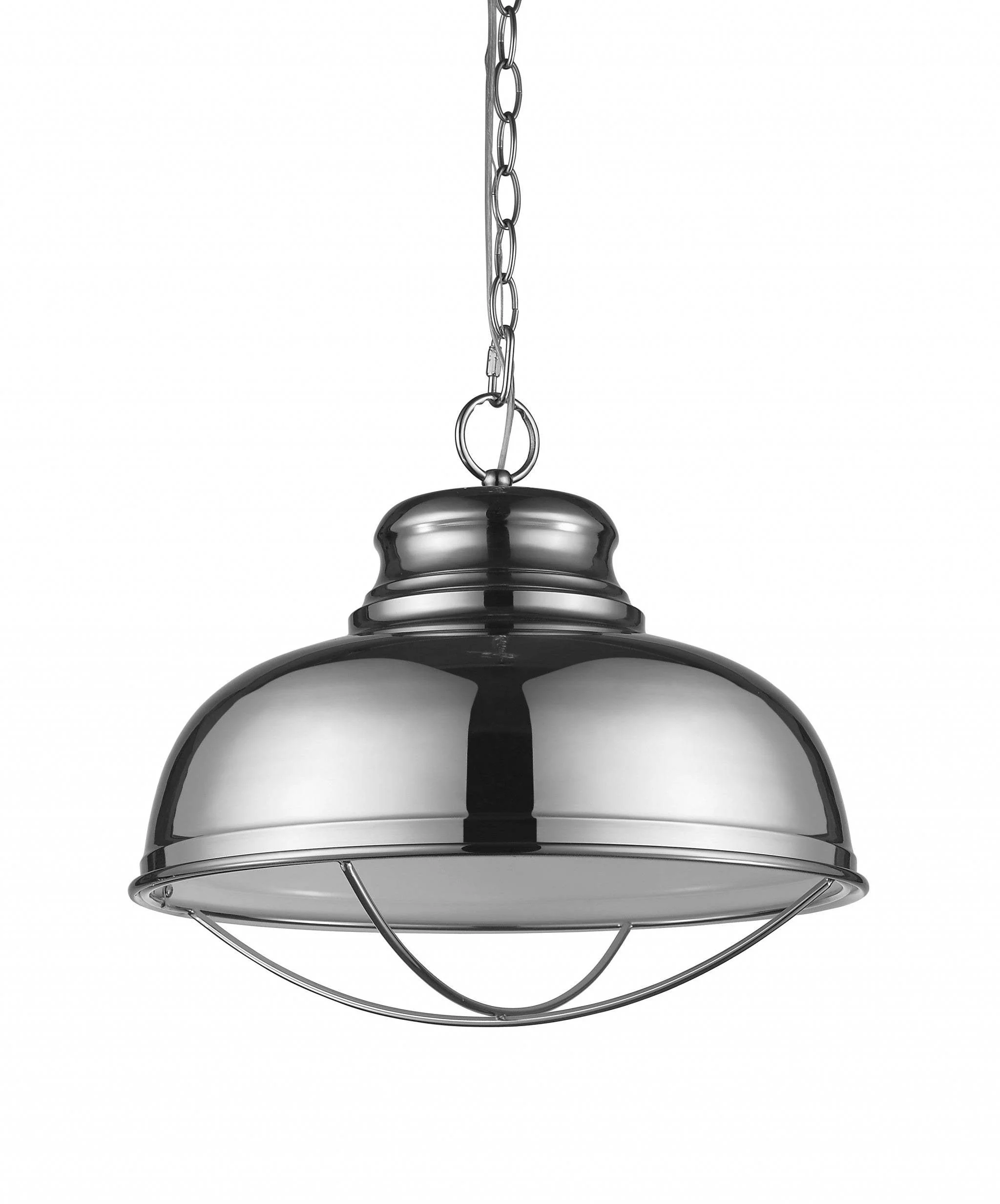 Ansen 1-Light Polished Nickel Pendant With Gloss White Interior Shade - Image 3