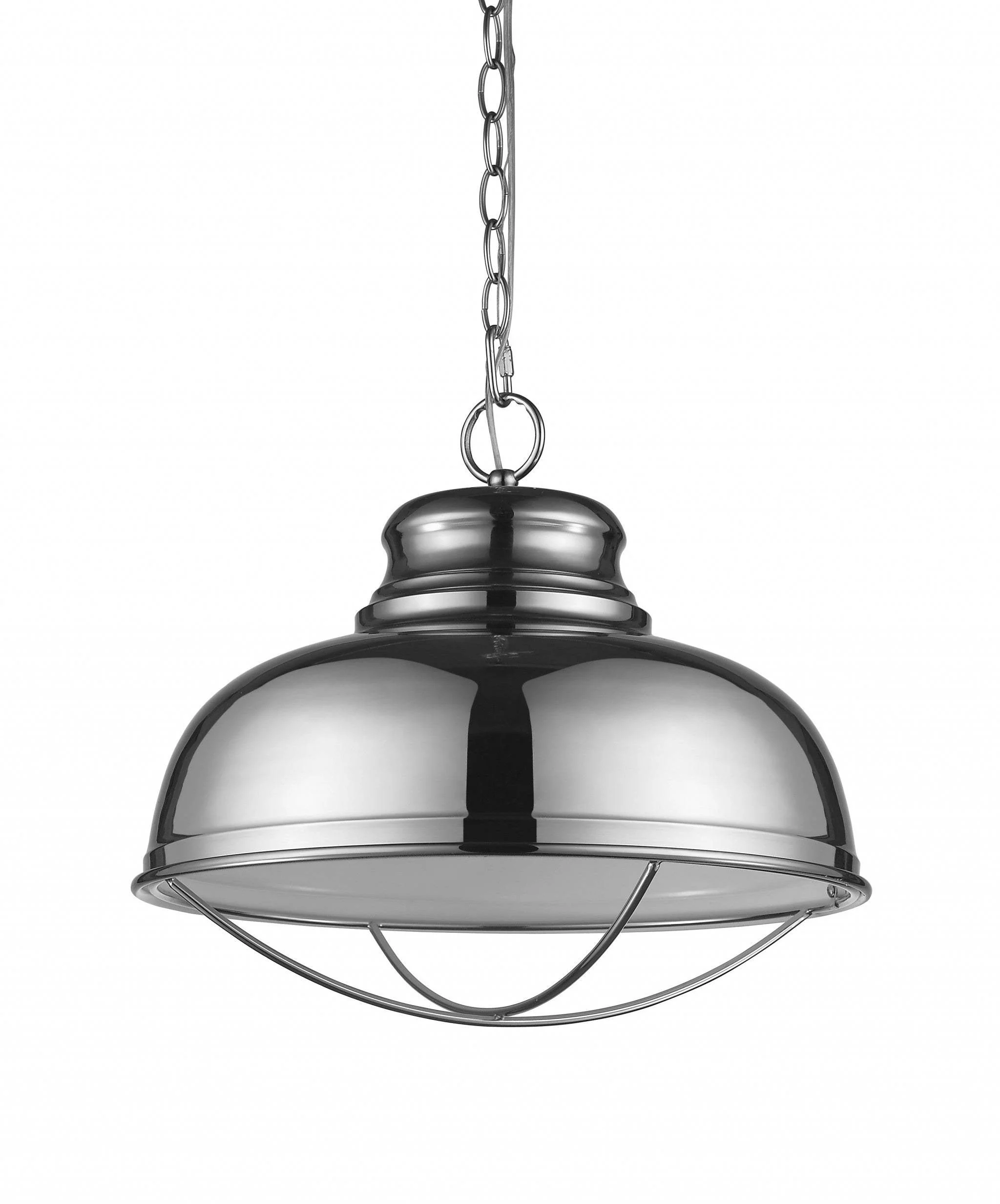 Ansen 1-Light Polished Nickel Pendant With Gloss White Interior Shade - Image 4