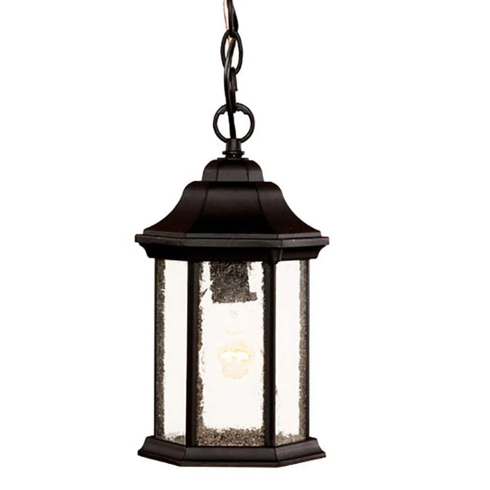 Antique Black Textured Glass Lantern Hanging Light - Image 3