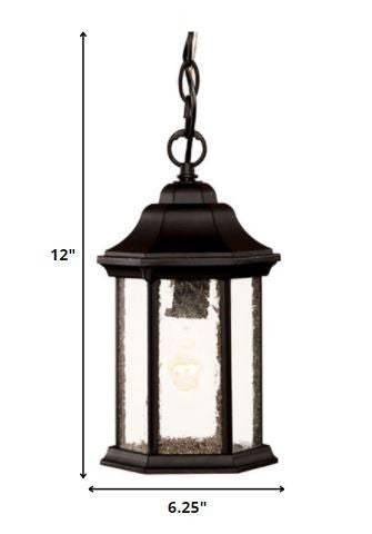 Antique Black Textured Glass Lantern Hanging Light - Image 6