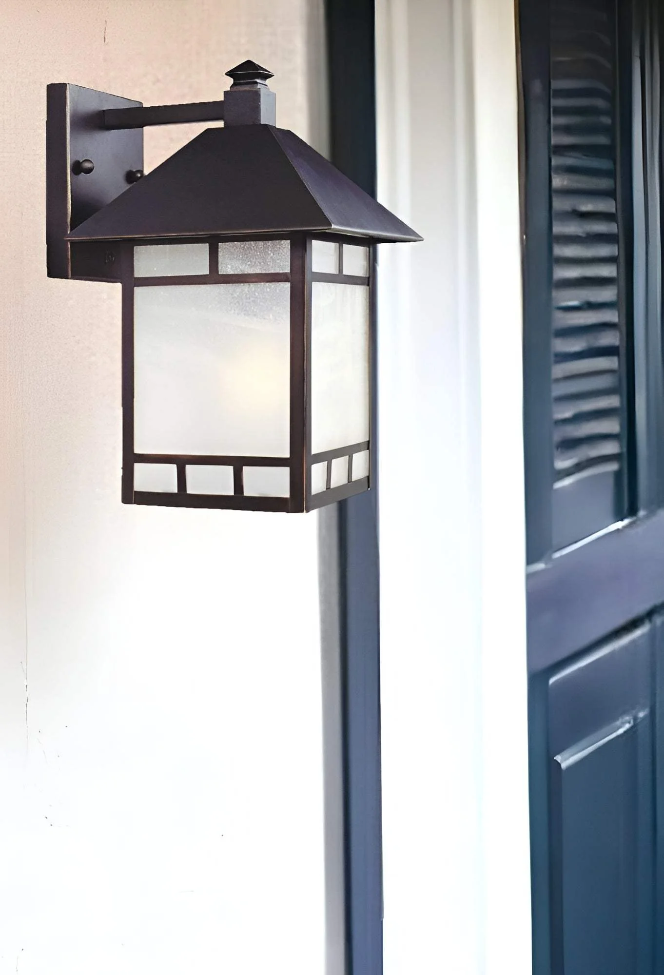 Antique Bronze Frosted Glass Lantern Wall Light - Image 2