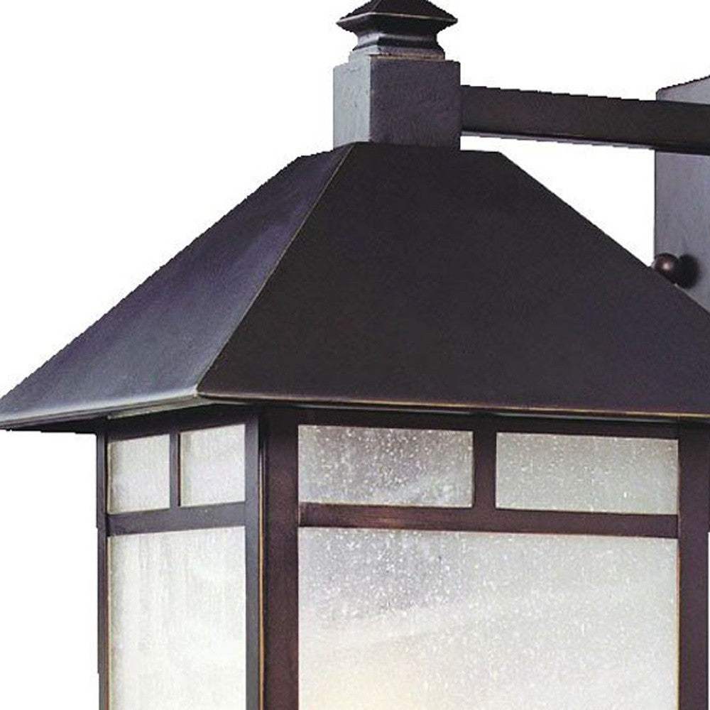 Antique Bronze Frosted Glass Lantern Wall Light - Image 5