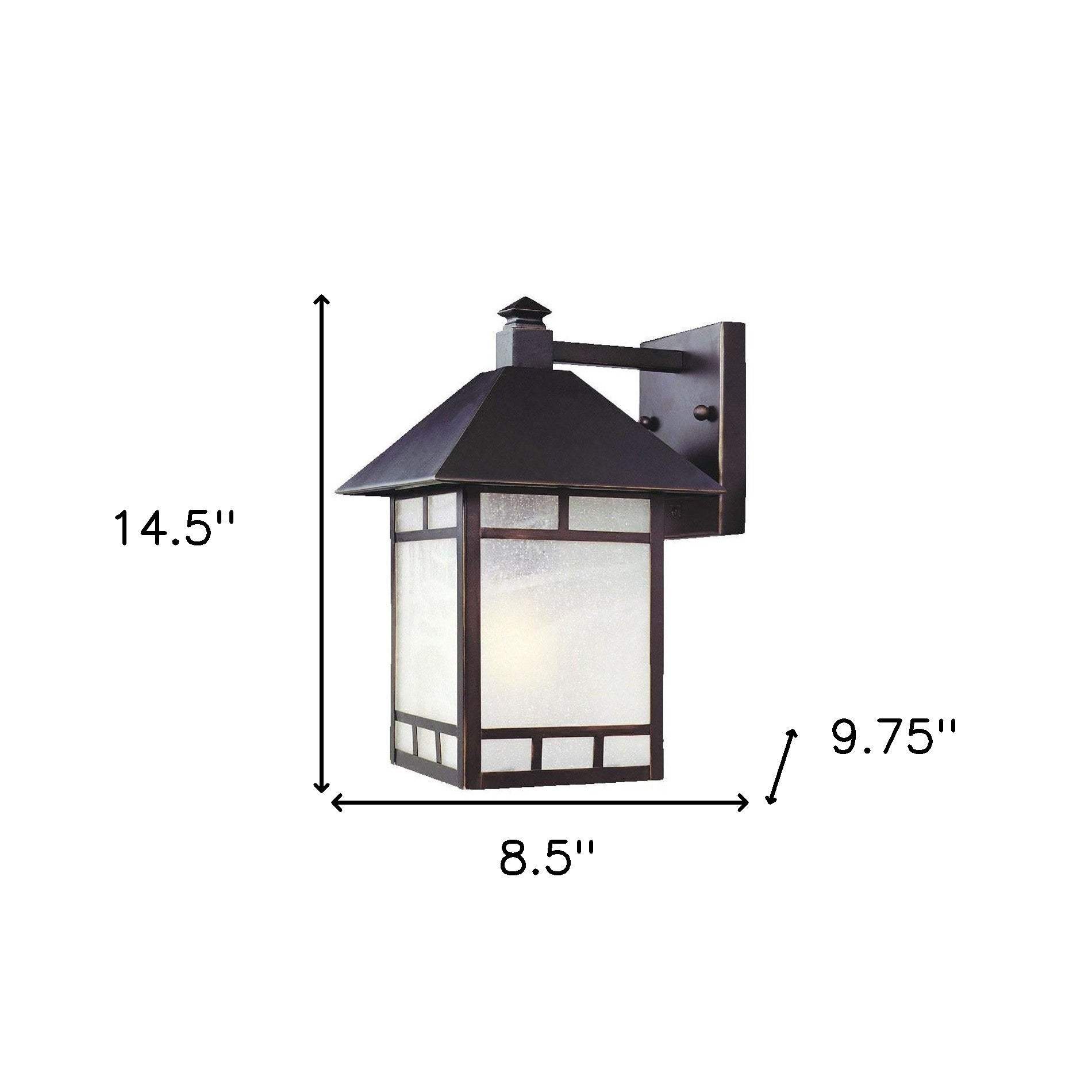 Antique Bronze Frosted Glass Lantern Wall Light - Image 6
