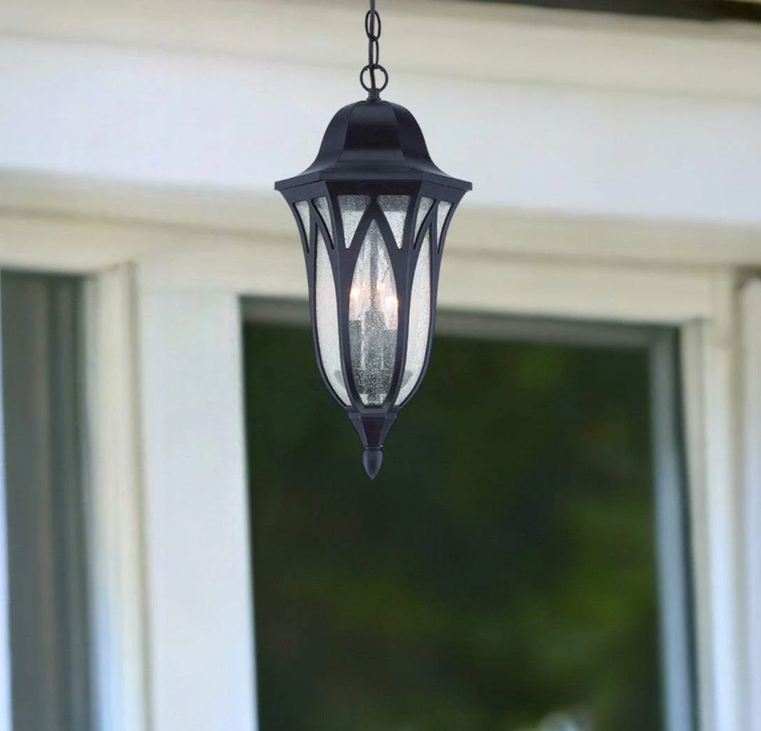 Antique Bronze Geometric Glass Hanging Light - Image 2