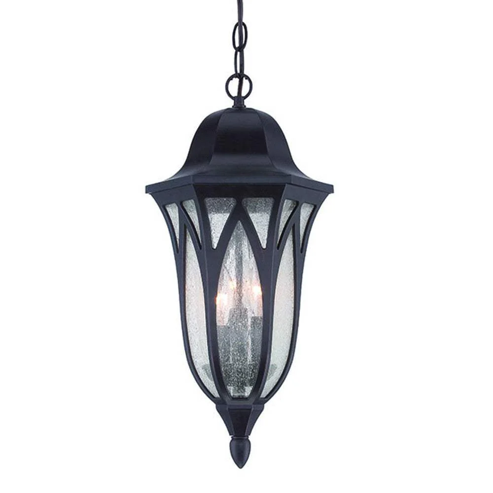 Antique Bronze Geometric Glass Hanging Light - Image 3