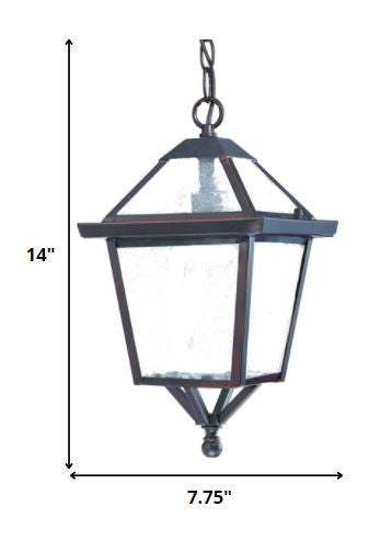 Antique Bronze Glass Hanging Lantern Light - Image 6