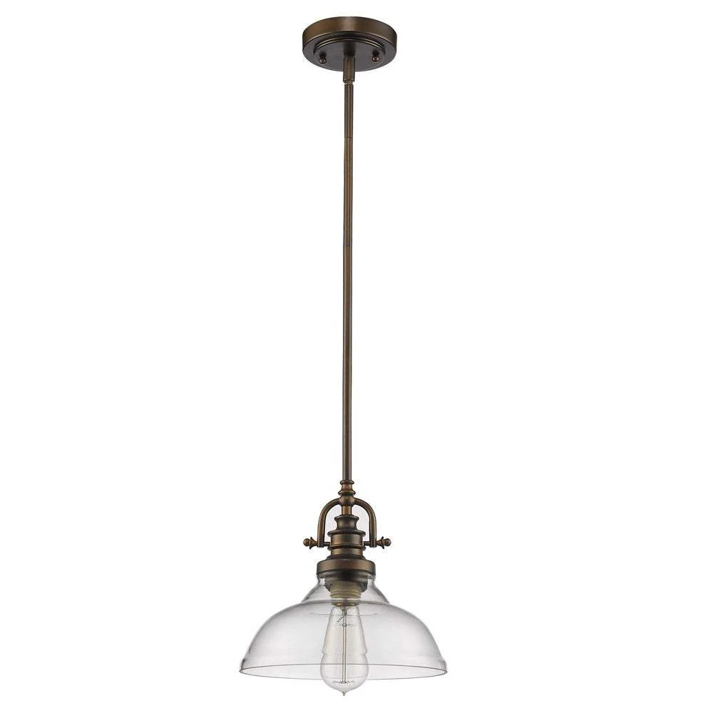 Antique Bronze Hanging Light with Glass Dome Shade - Image 3
