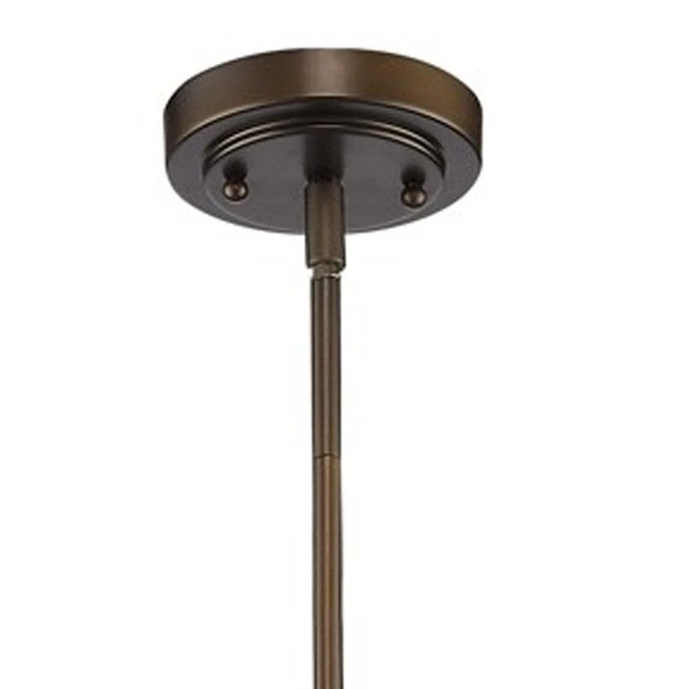 Antique Bronze Hanging Light with Glass Dome Shade - Image 4