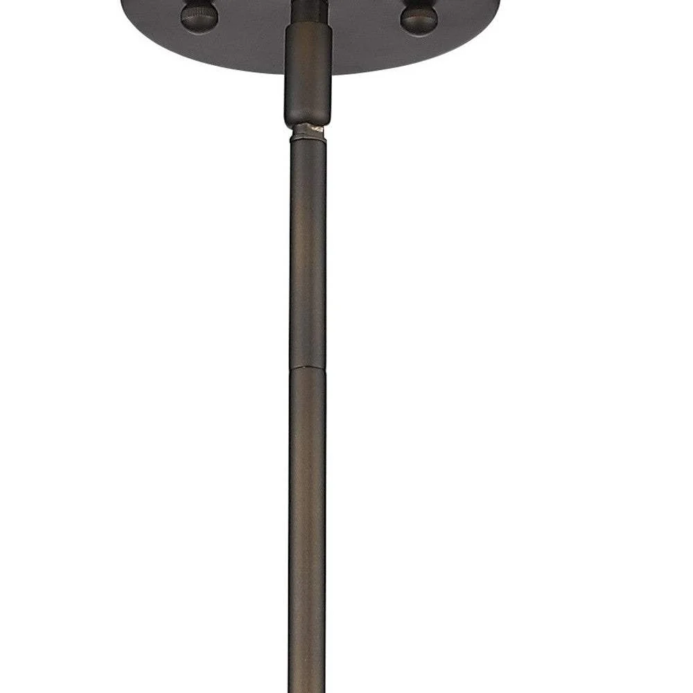Antique Bronze Hanging Light with Pebbled Glass Shade - Image 5
