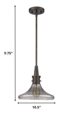 Antique Bronze Hanging Light with Pebbled Glass Shade - Image 6