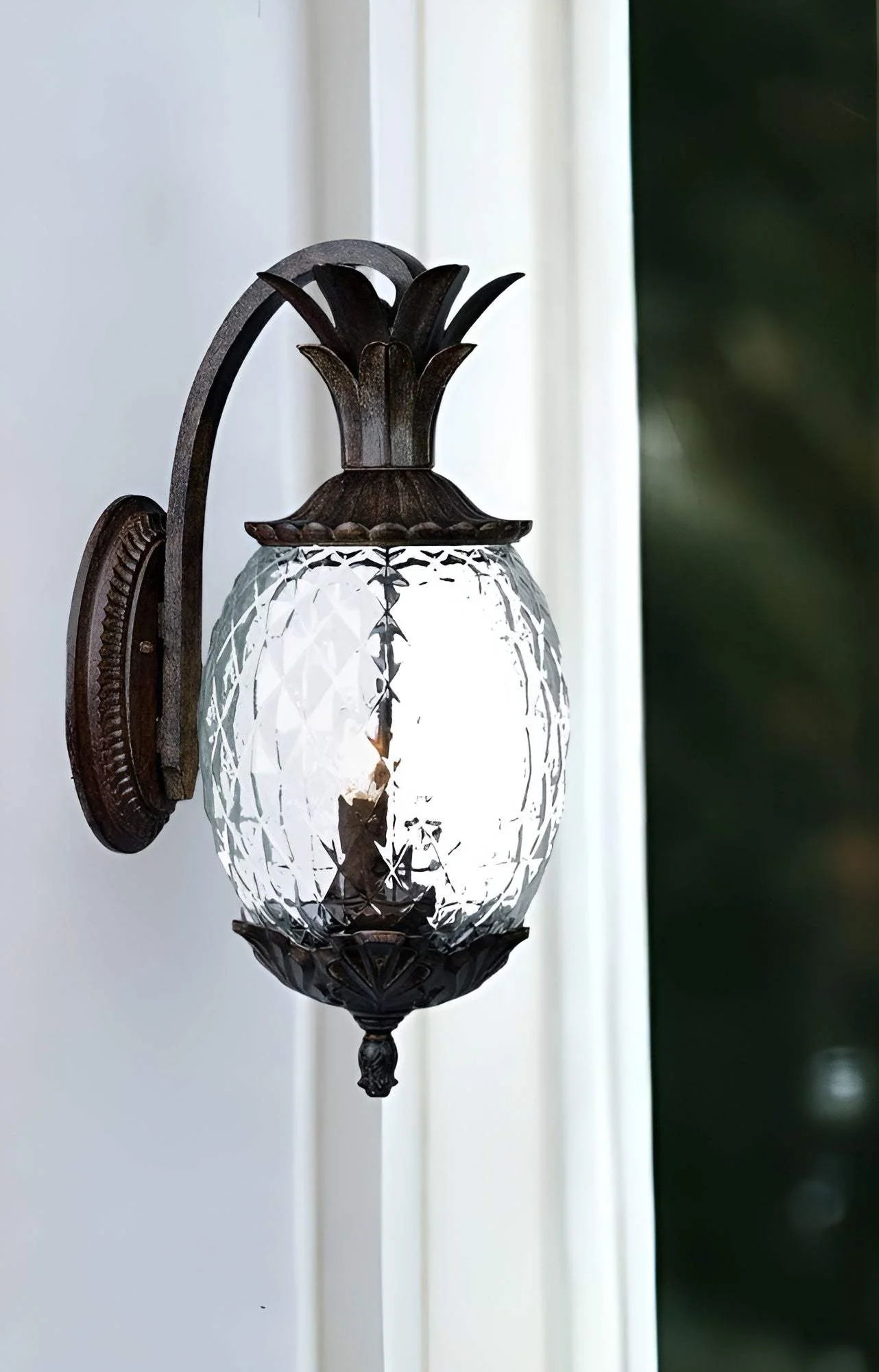 Antique Bronze Hanging Pineapple Wall Light - Image 2