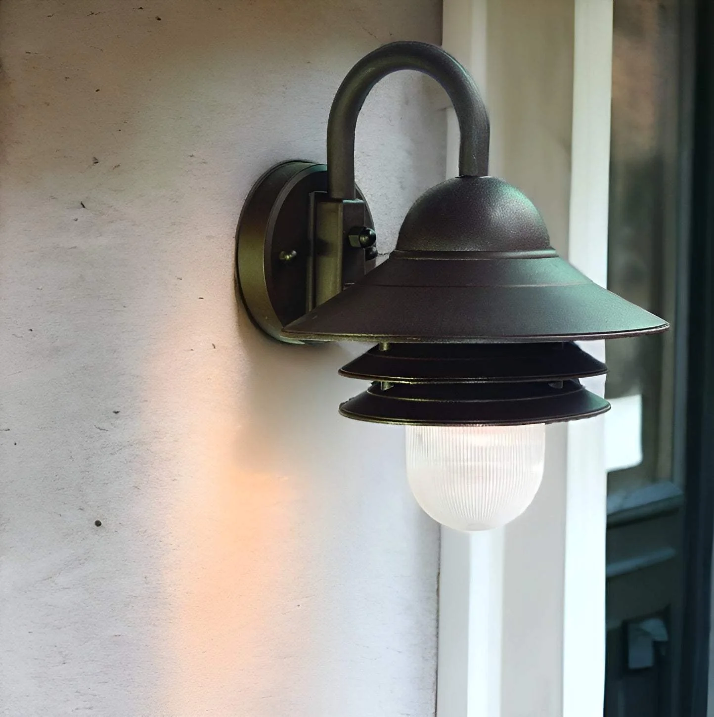Antique Bronze Three Tier Lamp Shade Outdoor Wall Light - Image 2