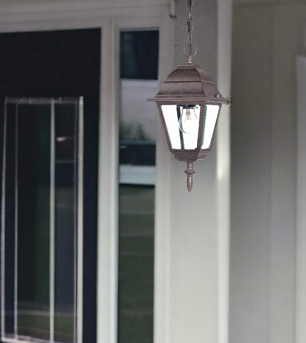 Antique Brown Beveled Glass Outdoor Hanging Light - Image 2