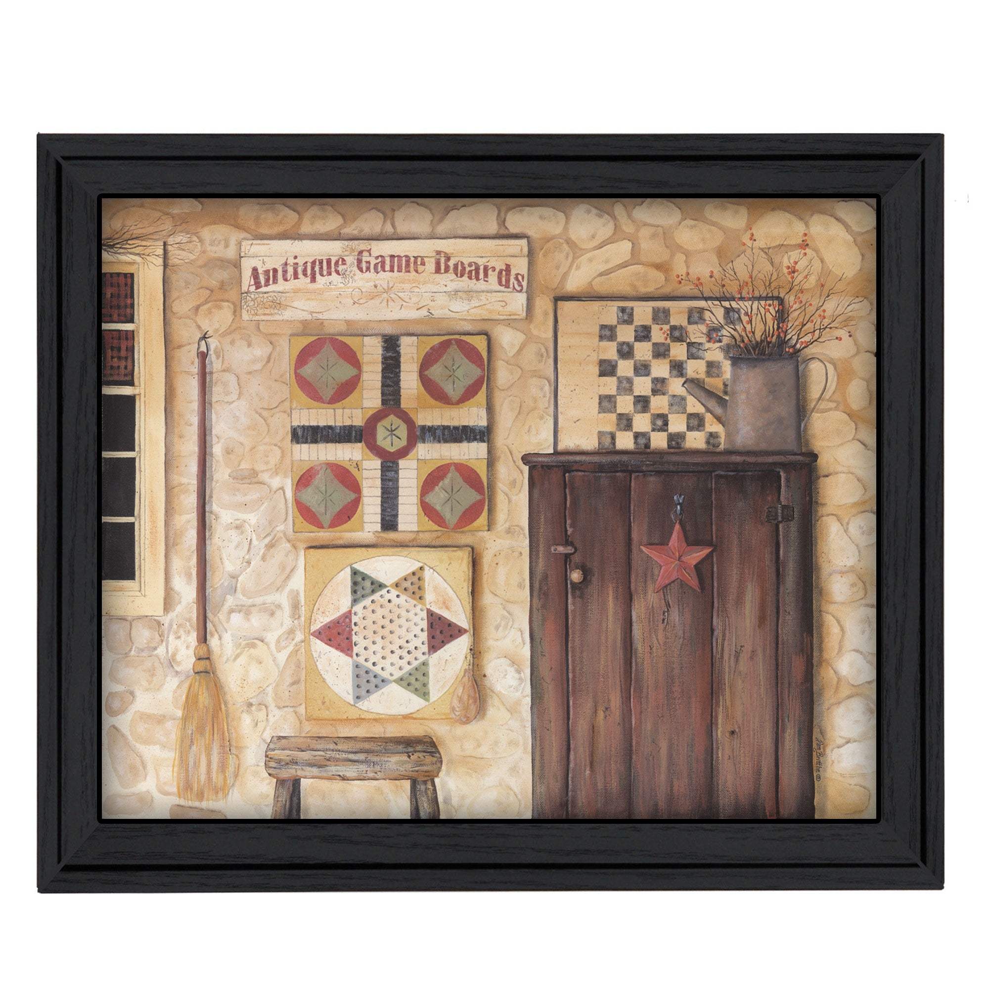 Antique Game Boards Black Framed Print Wall Art - Image 2