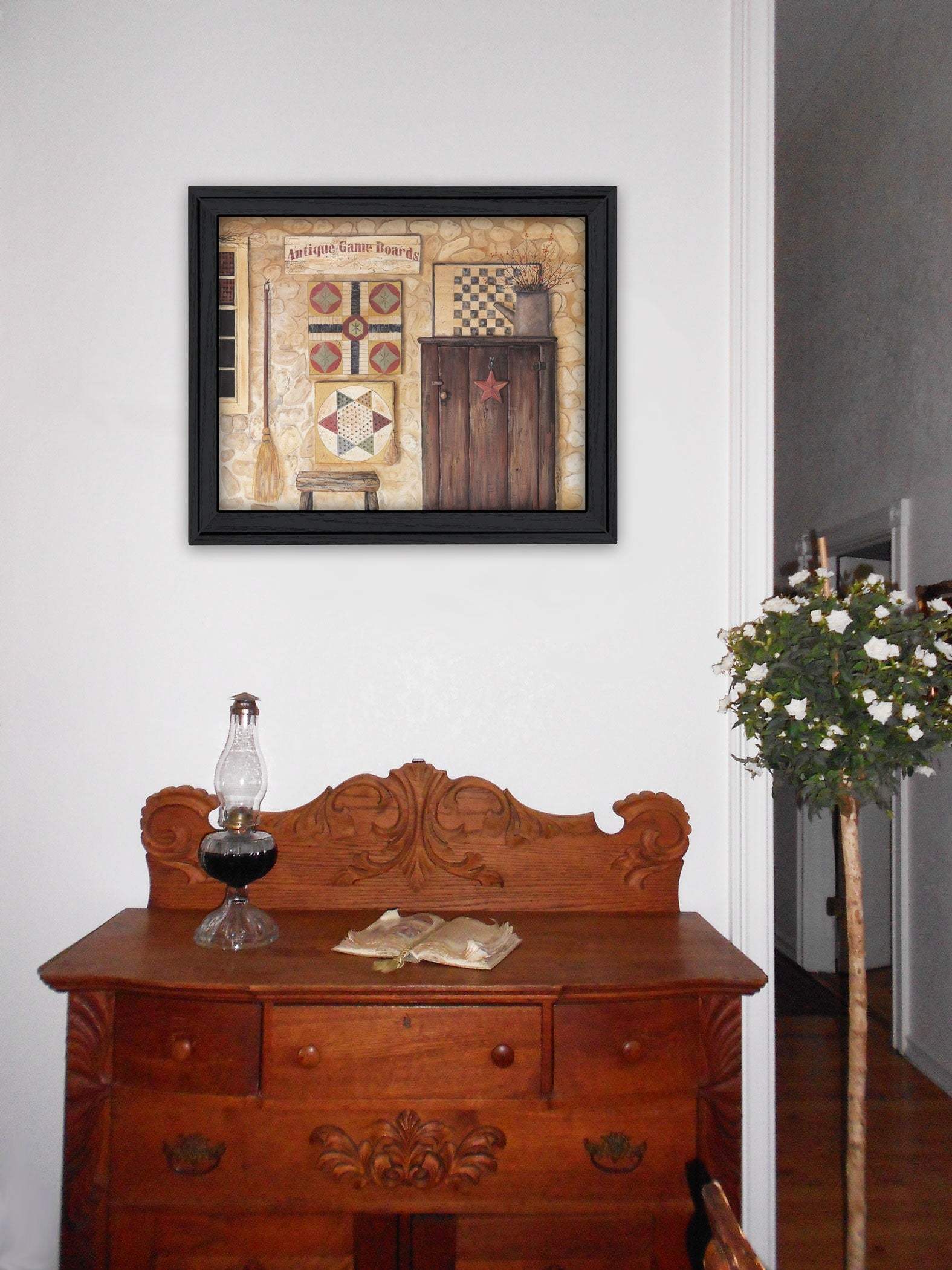 Antique Game Boards Black Framed Print Wall Art - Image 4