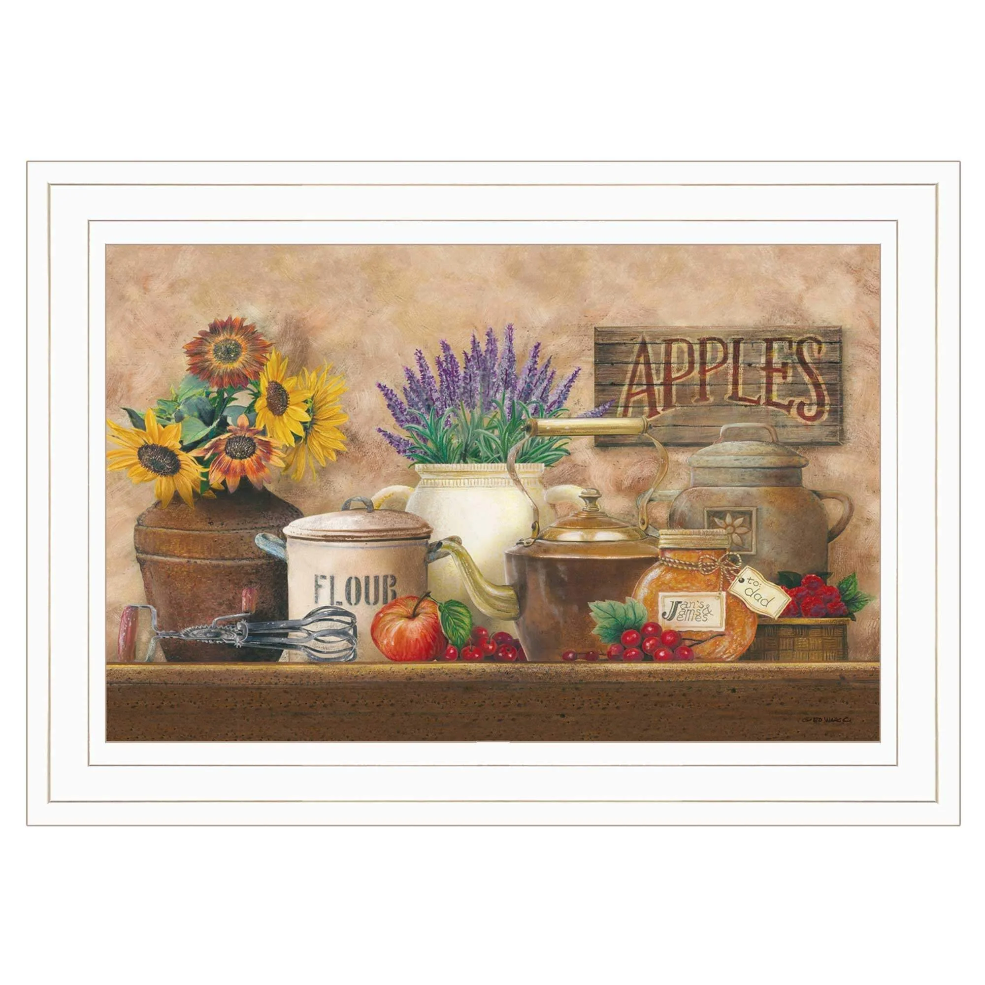 Antique Kitchen 1 White Framed Print Kitchen Wall Art - Image 2