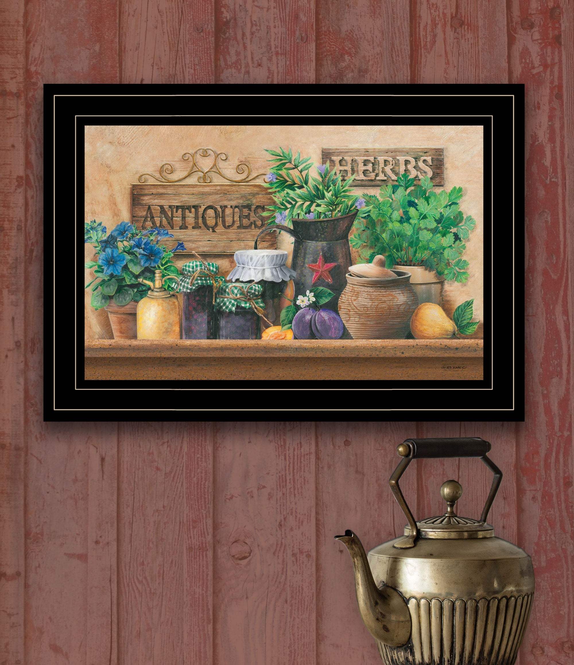 Antiques and Herbs 2 Black Framed Print Kitchen Wall Art - Image 4