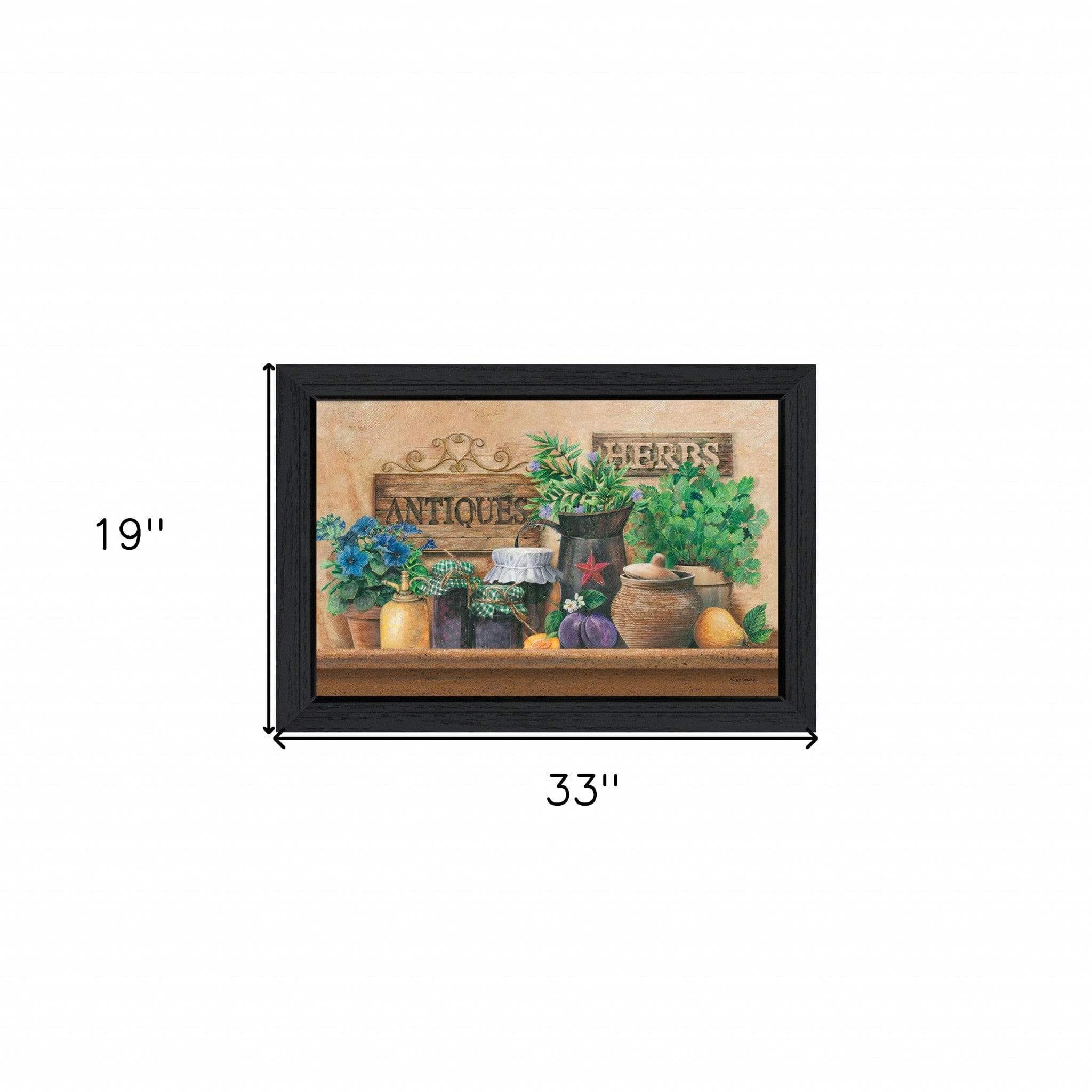 Antiques and Herbs 3 Black Framed Print Kitchen Wall Art - Image 5