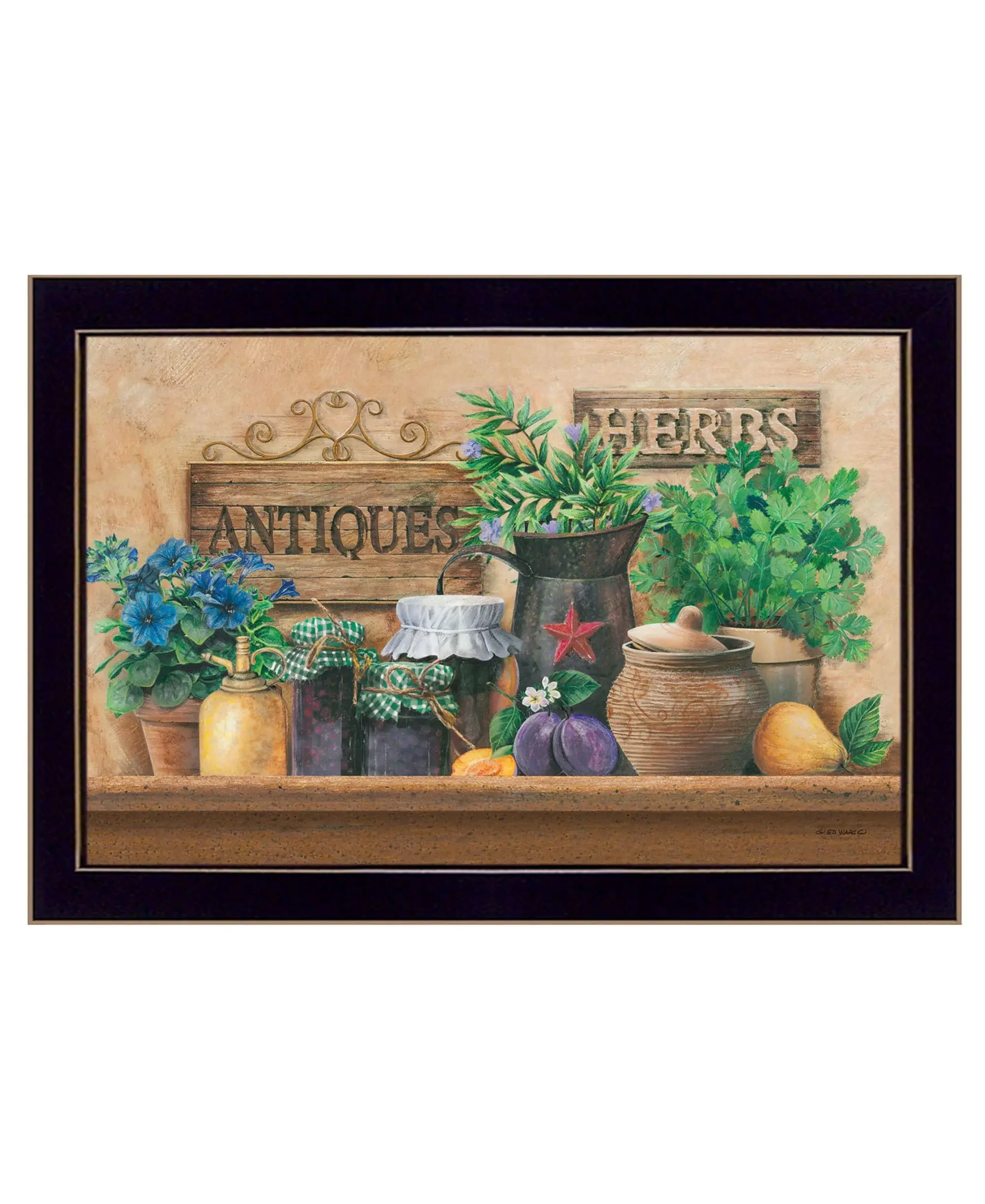 Antiques and Herbs Black Framed Print Kitchen Wall Art - Image 2