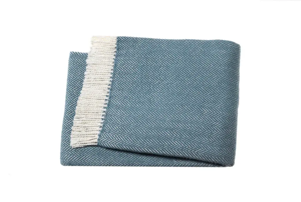Aqua Blue and White Dreamy Soft Herringbone Throw Blanket - Image 3