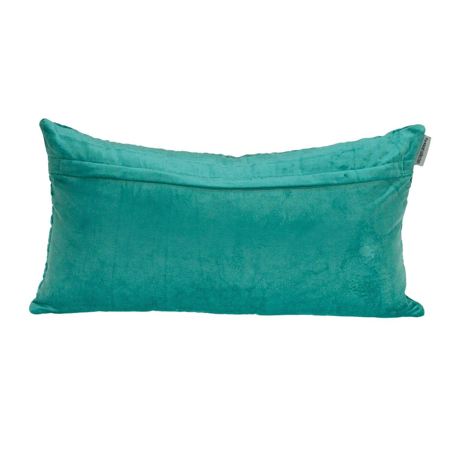 Aqua Quilted Velvet Geo Lumbar Decorative Pillow - Image 3