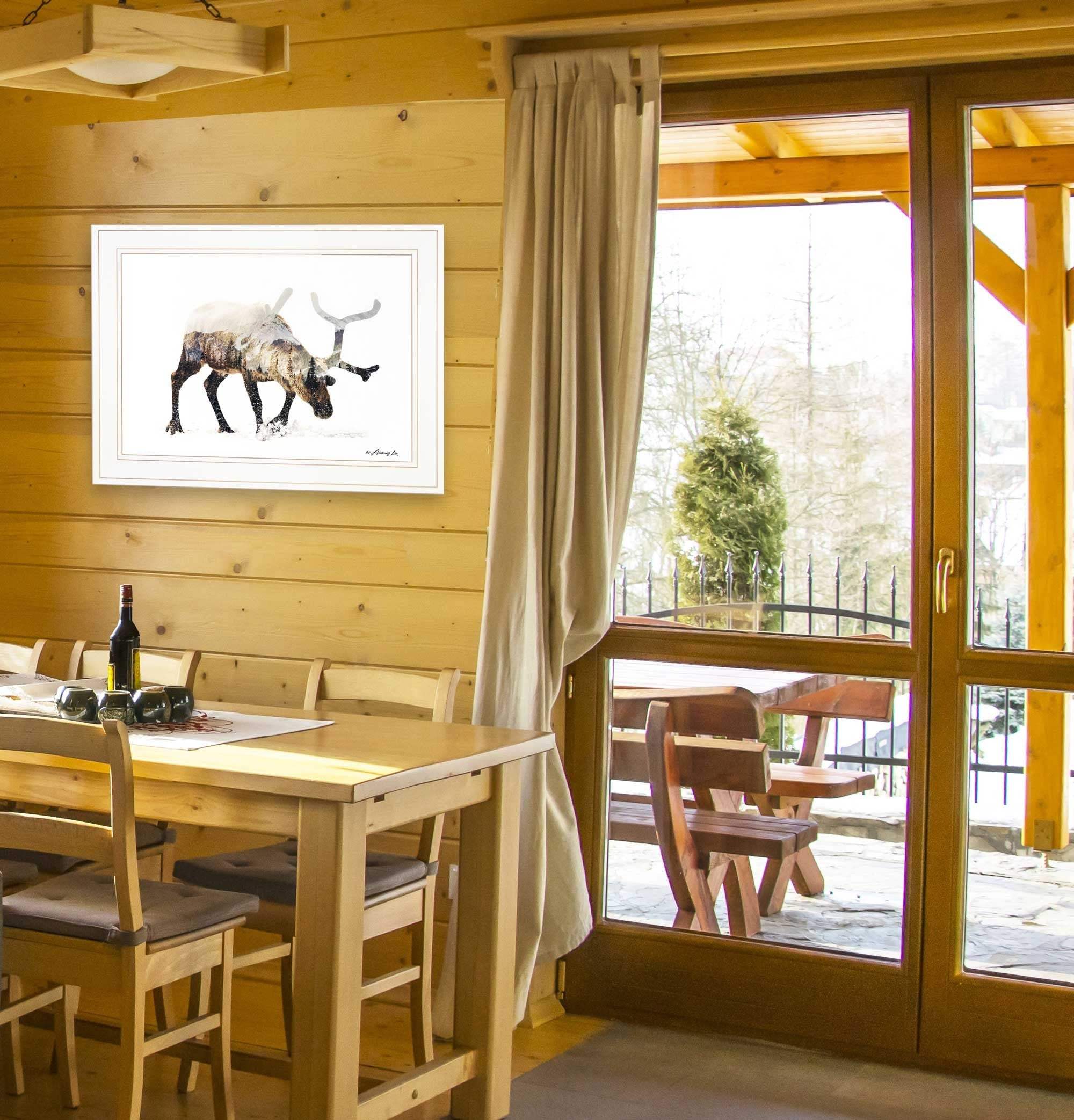 Arctic Reindeer 1 White Framed Print Wall Art - Image 4
