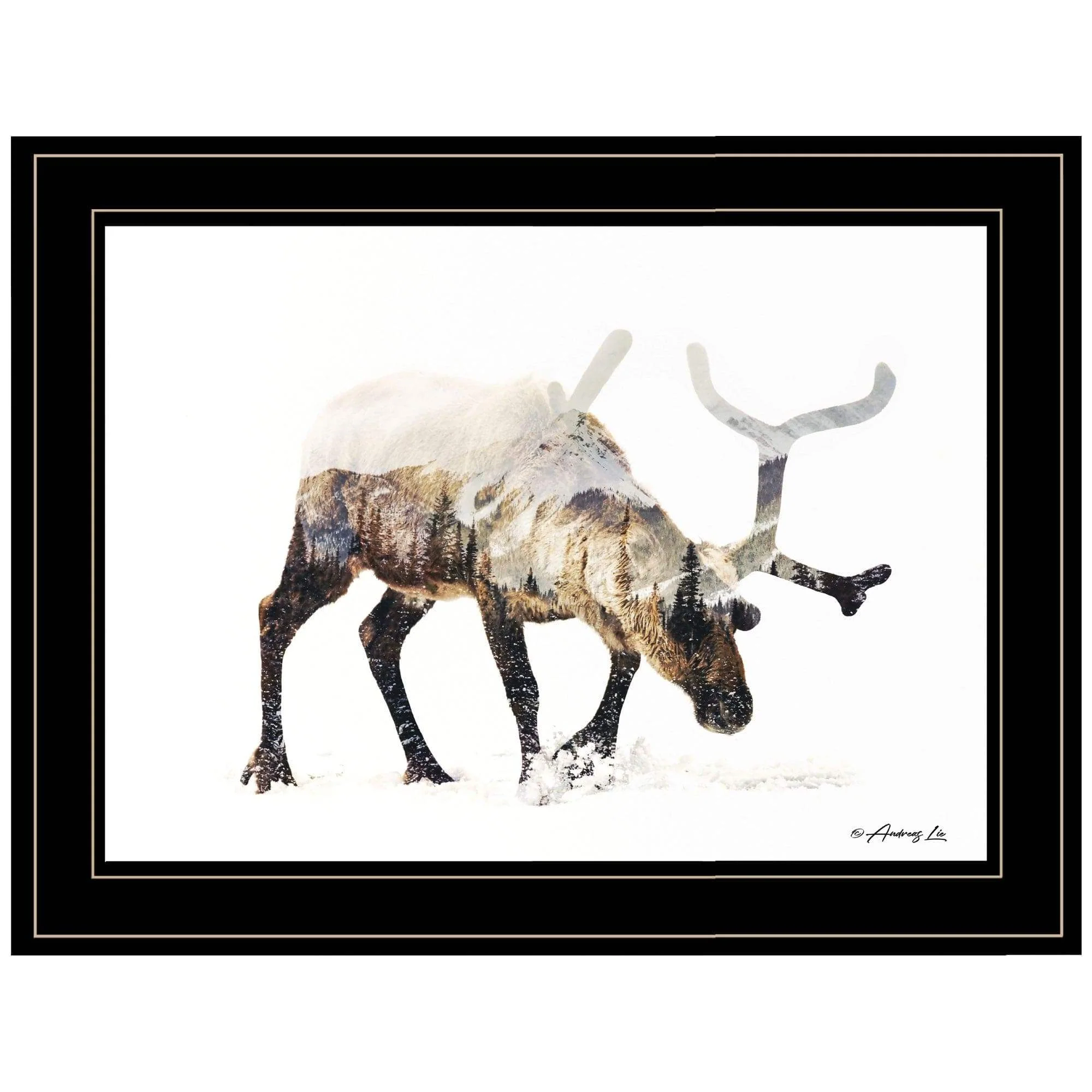 Arctic Reindeer 2 Black Framed Print Wall Art - Image 2