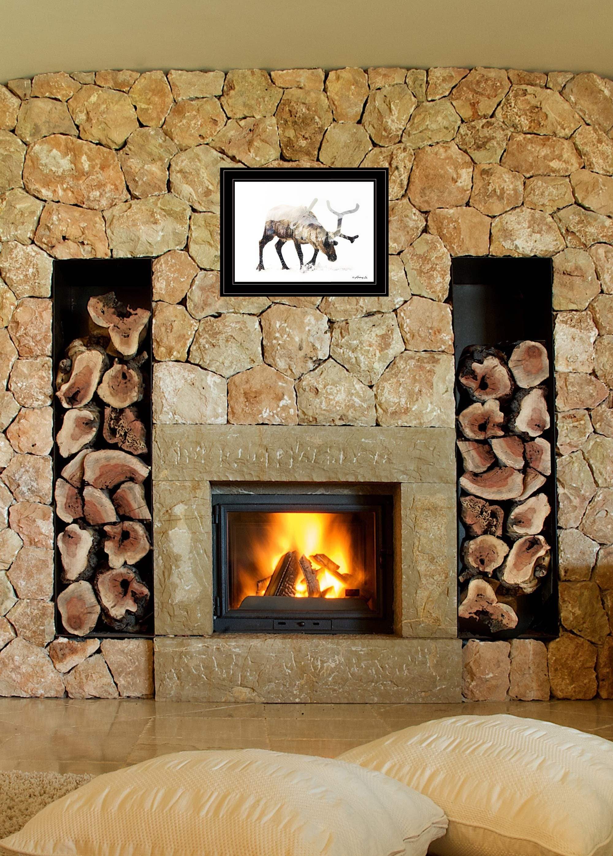 Arctic Reindeer 2 Black Framed Print Wall Art - Image 4
