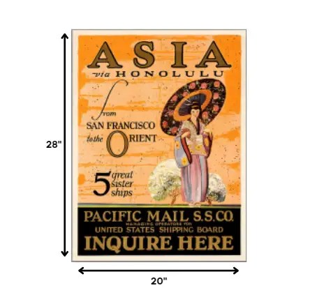 Asia via Honolulu Vintage Travel Unframed Print Wall Art - Image 6